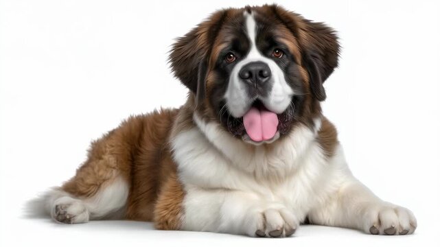 Senior saint bernard on white background