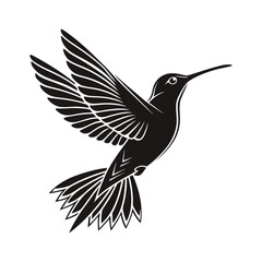 Obraz premium Elegant Flying Hummingbird Black Silhouette Vector