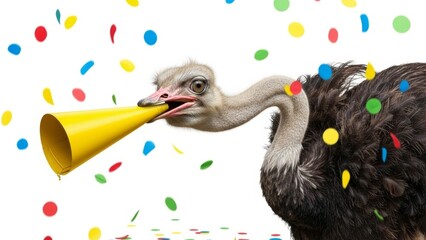 Ostrich With Party Noise Maker