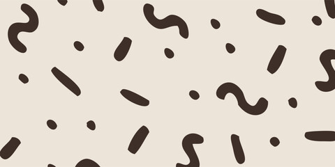 Abstract Memphis Style Seamless Pattern with Playful Squiggles and Dots.