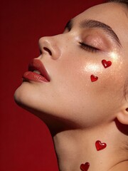 Valentine Beauty Portrait With Heart Face Makeup