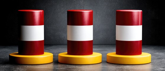Traffic barricade with red and white stripes on yellow base located at a road construction site during daytime