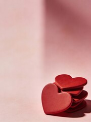 Stacked Red Hearts Minimal Valentine Still Life