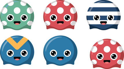 Cartoon jellyfish character set with playful patterns and colors for children’s, educational, and underwater illustration themes. © Kseniia Dizdar