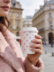 Valentine&rsquo;s Day Coffee Cup With Heart Pattern