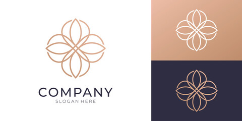Luxury floral geometric logo with elegant lines