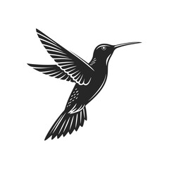 Fototapeta premium Hummingbird Silhouette Flying Vector Illustration