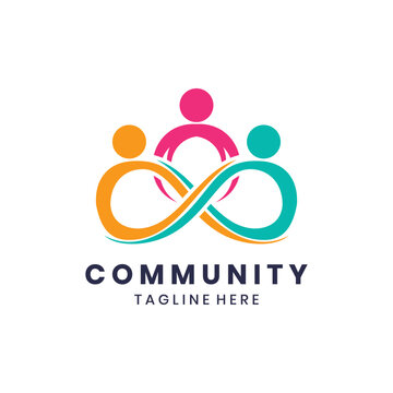 Abstract community logo with three people and infinity symbol