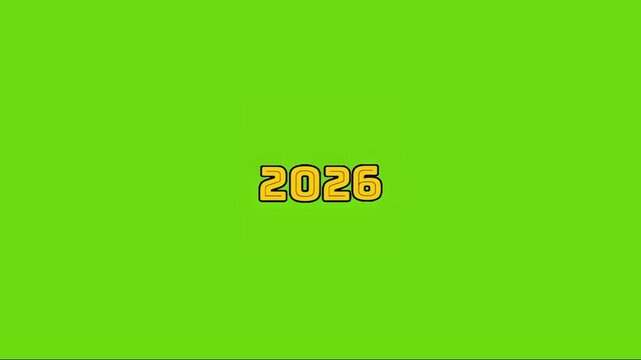 Futuristic year 2026 concept with bold yellow numbers on green background