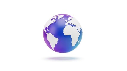 Fototapeta premium 3D Gradient Earth Globe with White Continents Isolated