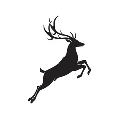 Fototapeta premium Jumping Deer Silhouette Illustration on White Background