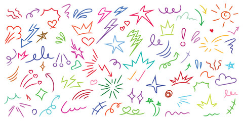 Colorful hand drawn doodle elements for design accents