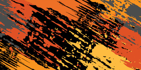 Sublimation jersey design vector brush modern grunge camouflage background paint splash splashes bold stripes brush orange stripes abstract. eps 10 © Samsul