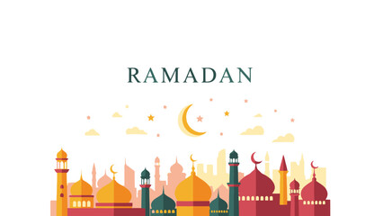 Celebrating the Spirit of Ramadan with Traditional Mosque Silhouettes and