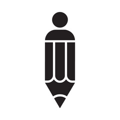 A simple black icon depicting a person formed as a pencil