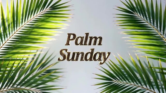 "Cinematic Palm Sunday Worship Background with Green Palm Leaves and Dramatic Shadows"