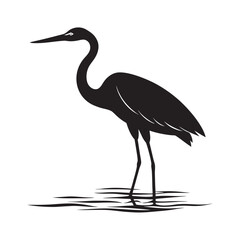 Obraz premium Flat Style Egret Wading Bird Silhouette Illustration