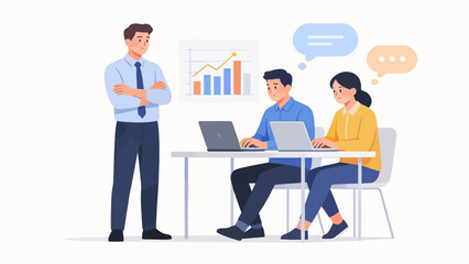 Business meeting with data chart