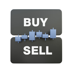 Candlestick buy sell stock trading investment financial on transparent png background. digital economy index. 3d rendering illustration