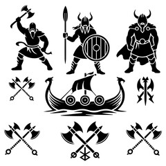 Viking Warriors & Norse Symbols vector design