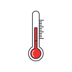 A simple red liquid thermometer showing a high temperature reading.