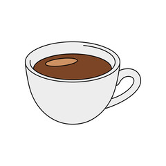 A simple white cup filled with hot brown coffee.
