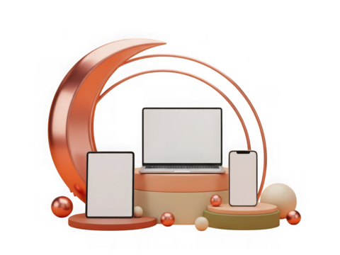 Devices isolated on transparent background - Powered by Adobe