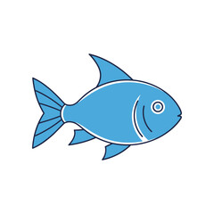 Blue fish illustration with fins and eye perfect for aquatic themes and designs.