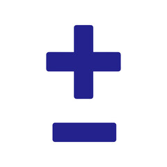 Blue Plus and Minus Symbols on White Background.