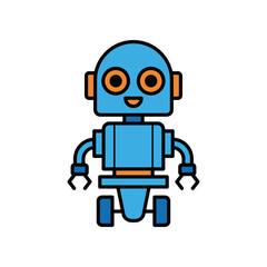 Cartoon Robot with Orange Accents and Friendly Expression.