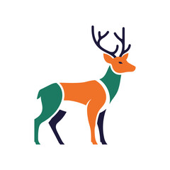 Colorful Geometric Deer Illustration with Abstract Design.