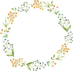 Wildflowers Watercolor Wreath Nursery Illustration