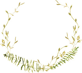 Delicate Botanical Greenery Watercolor Wreath