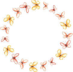 Cute Butterfly Watercolor Wreath Nursery Illustration