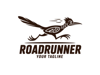 Obraz premium Roadrunner Logo Design Template with Bird Silhouette and Customizable Tagline for Branding