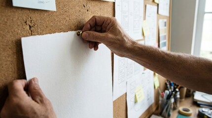 Creative brainstorming action office space visual planning collaborative environment close-up view organization