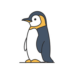 Cute cartoon penguin standing upright with yellow accents.