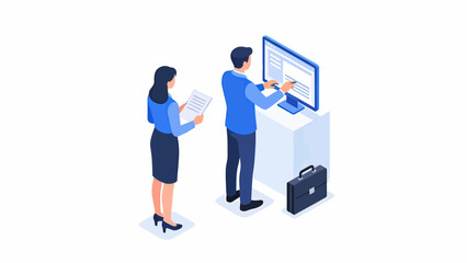 Business people working on computer