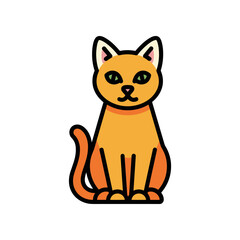 Cute Orange Cat Sitting with Green Eyes Cartoon Illustration.