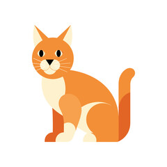 Cute Orange Cat Sitting Gracefully with White Markings.