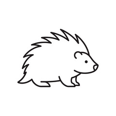 Cute Hedgehog Outline Drawing on White Background.