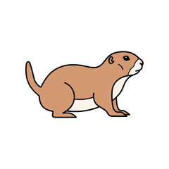 Cute prairie dog standing and looking to the right side.