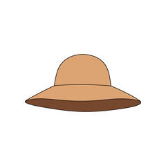 Elegant wide brimmed sun hat in a warm beige color perfect for summer.