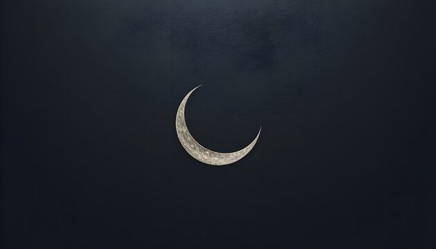 Crescent moon in dark night sky with subtle texture