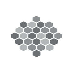 Hexagonal pattern of various shades of gray arranged in a honeycomb structure.