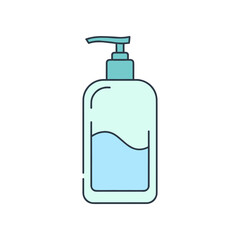 Illustration of a bottle of hand sanitizer with pump dispenser.
