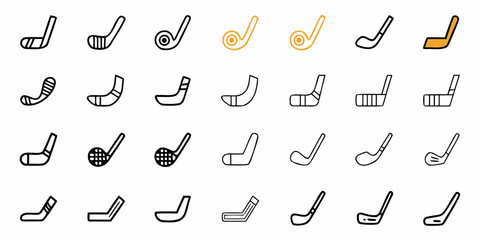 Golf Club Vector Icons Set, Various Golf Swing Illustrations, Golfing Equipment Symbols