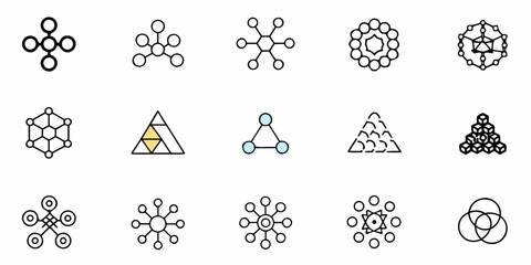 Geometric Patterns, Sacred Symbols, and Mathematical Shapes in Black and White