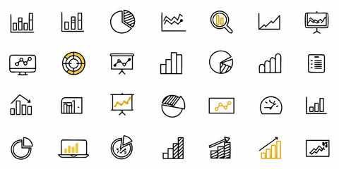 Business Infographic Icons, Data Visualization Graphics, Chart and Graph Symbols for Analysis and Reporting
