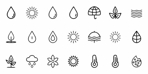 Weather Forecast and Climate Change Symbols, Icons, and Graphics Collection